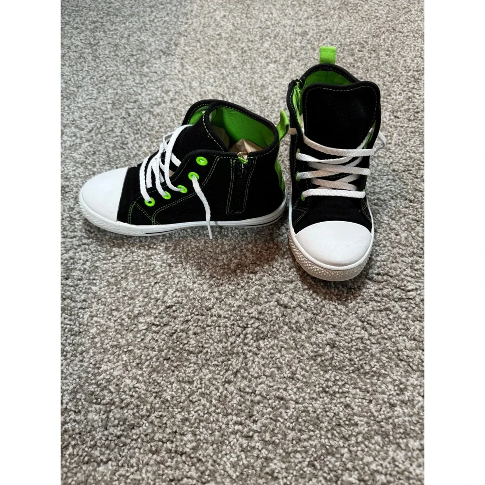 Minecraft Creeper Kids High Top Sneakers Black Green Youth Size 1